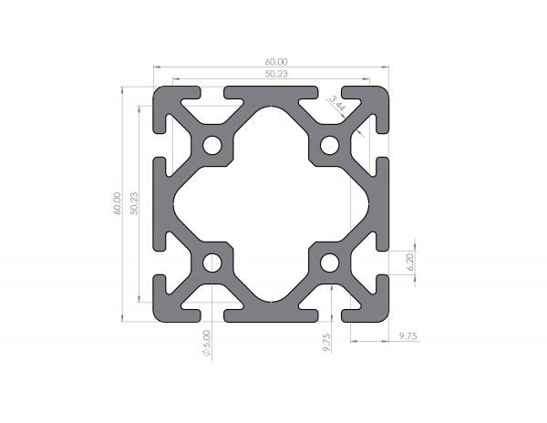 Aluminum profile 60x60 Groove 6 I-Type Heavy